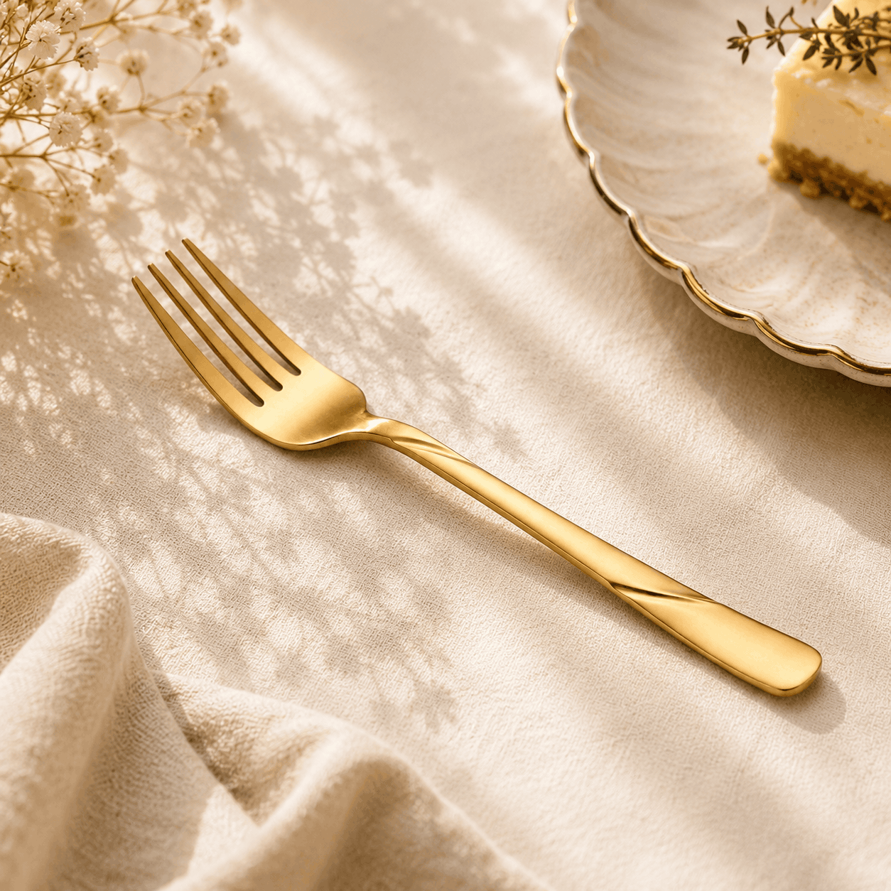 Blaze R.P.3 Stainless Steel 6-Piece Golden Table Fork Set Kaka Bawa Sons