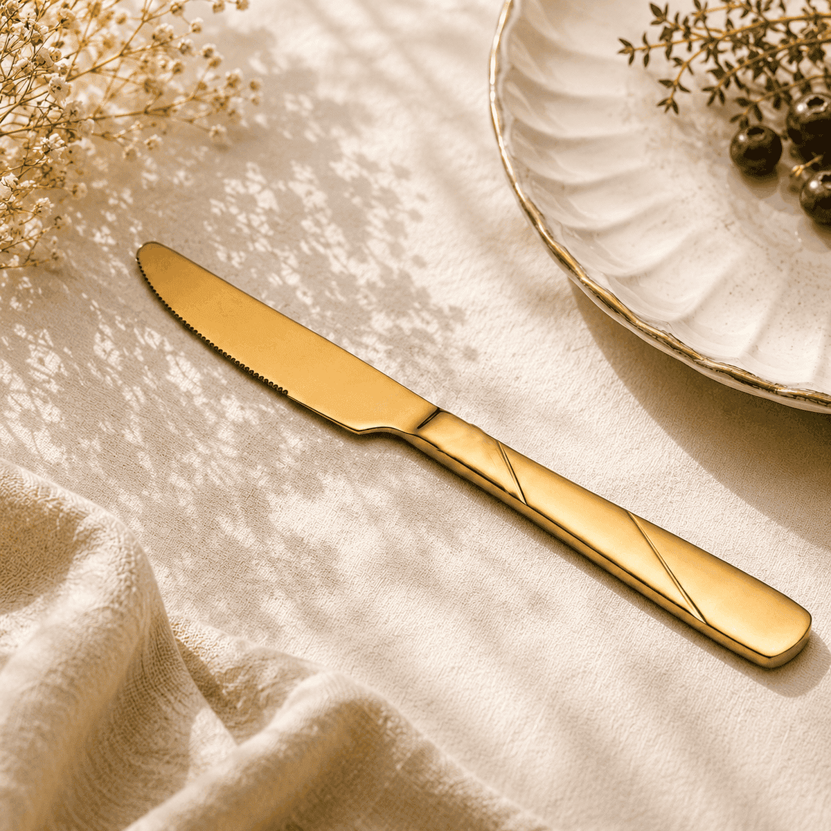 Blaze R.P.3 Stainless Steel 6-Piece Golden Table Knife Set Kaka Bawa Sons