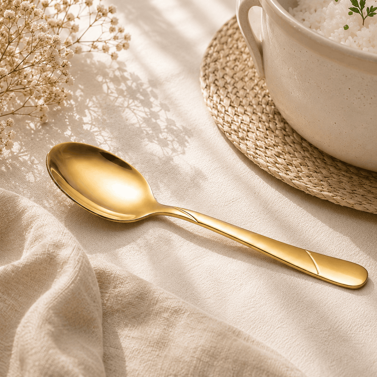 Blaze R.P.3 Stainless Steel 2-Piece Golden Serving Rice Spoon Set Kaka Bawa Sons