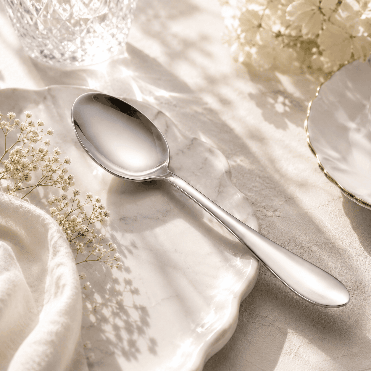 Mirror Polish 6-Piece Stainless Steel Silver Table Spoon Set Kaka Bawa Sons