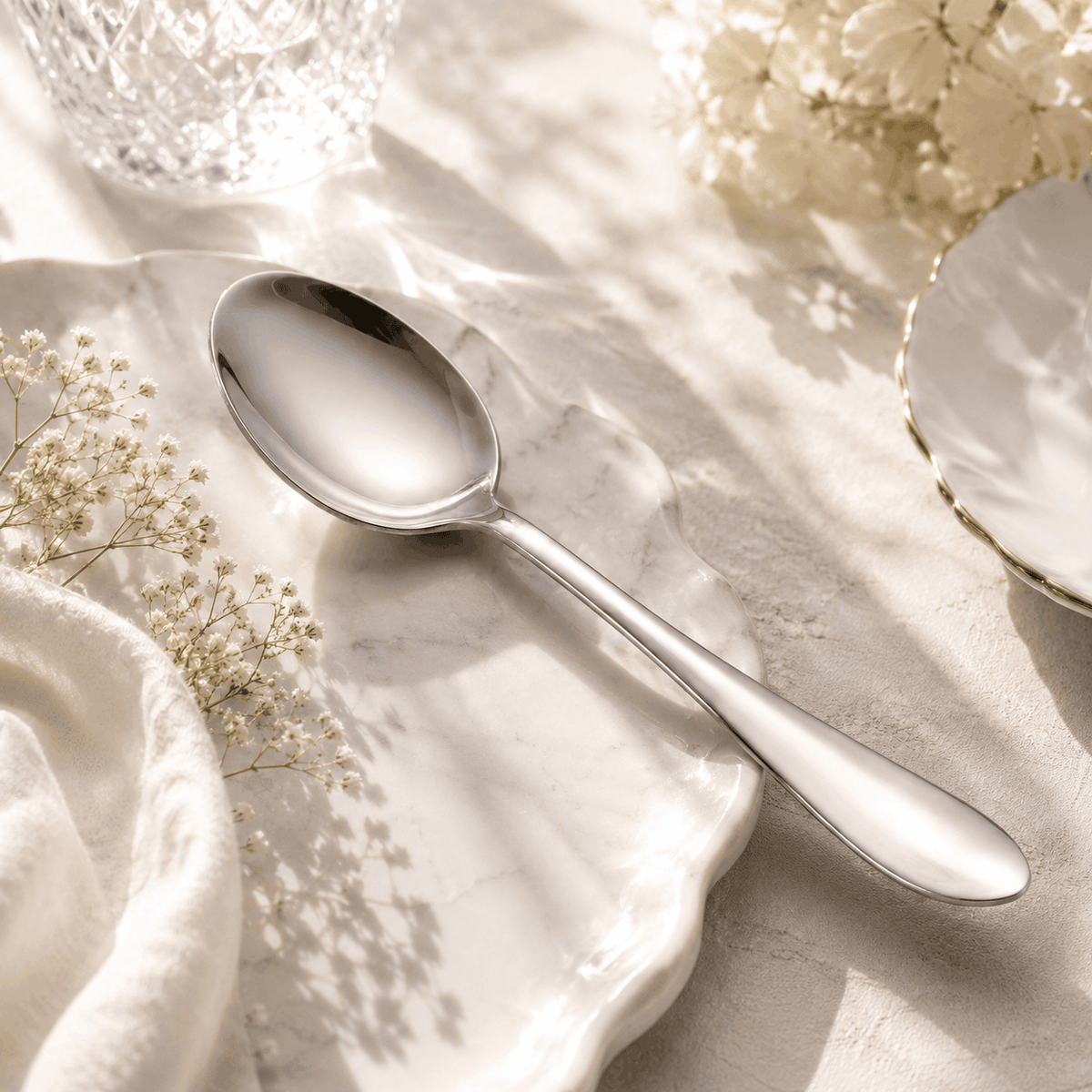 Mirror Polish 6-Piece Stainless Steel Silver Table Spoon Set Kaka Bawa Sons