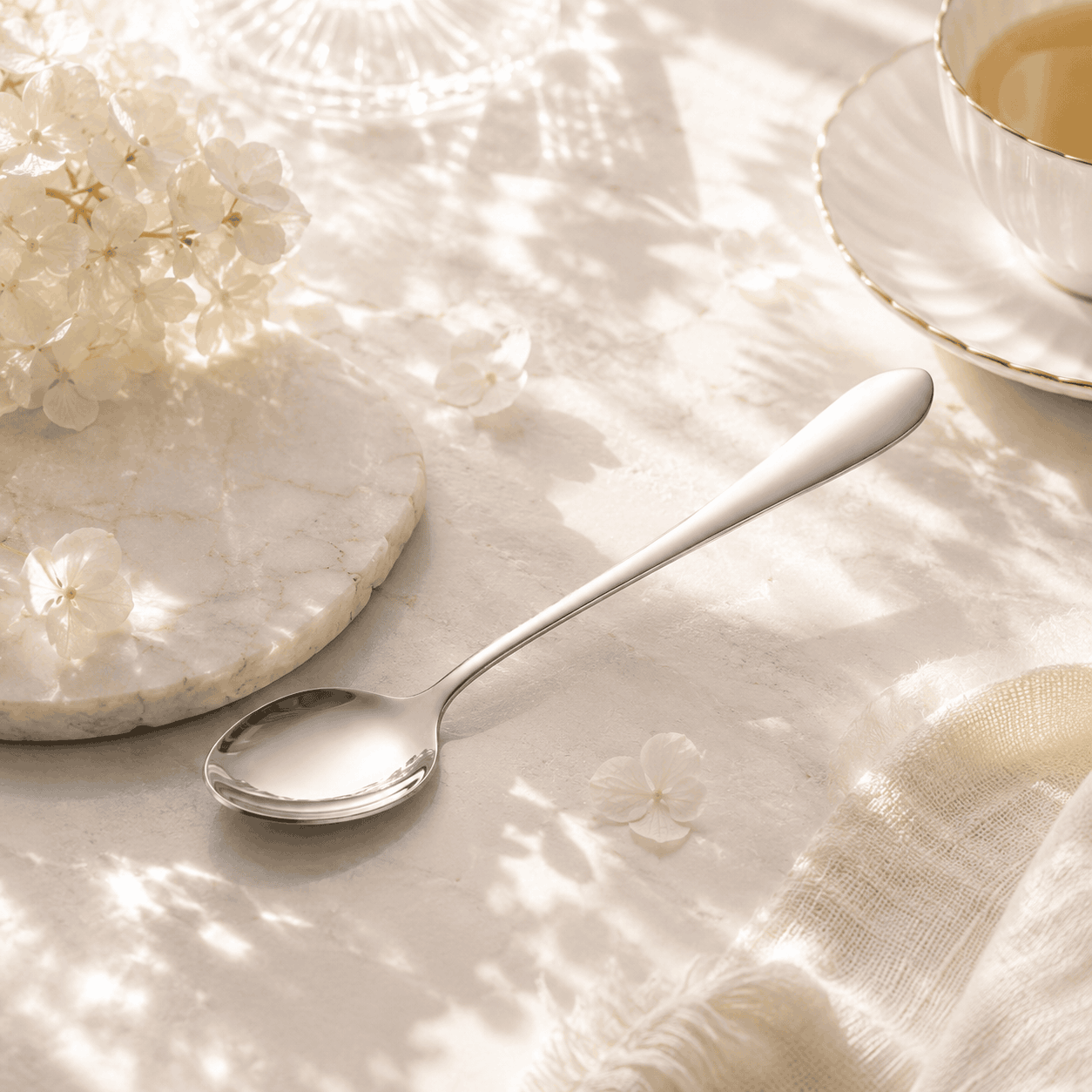 Mirror Polish 6-Piece Stainless Steel Silver Long Tea Spoon Set Kaka Bawa Sons
