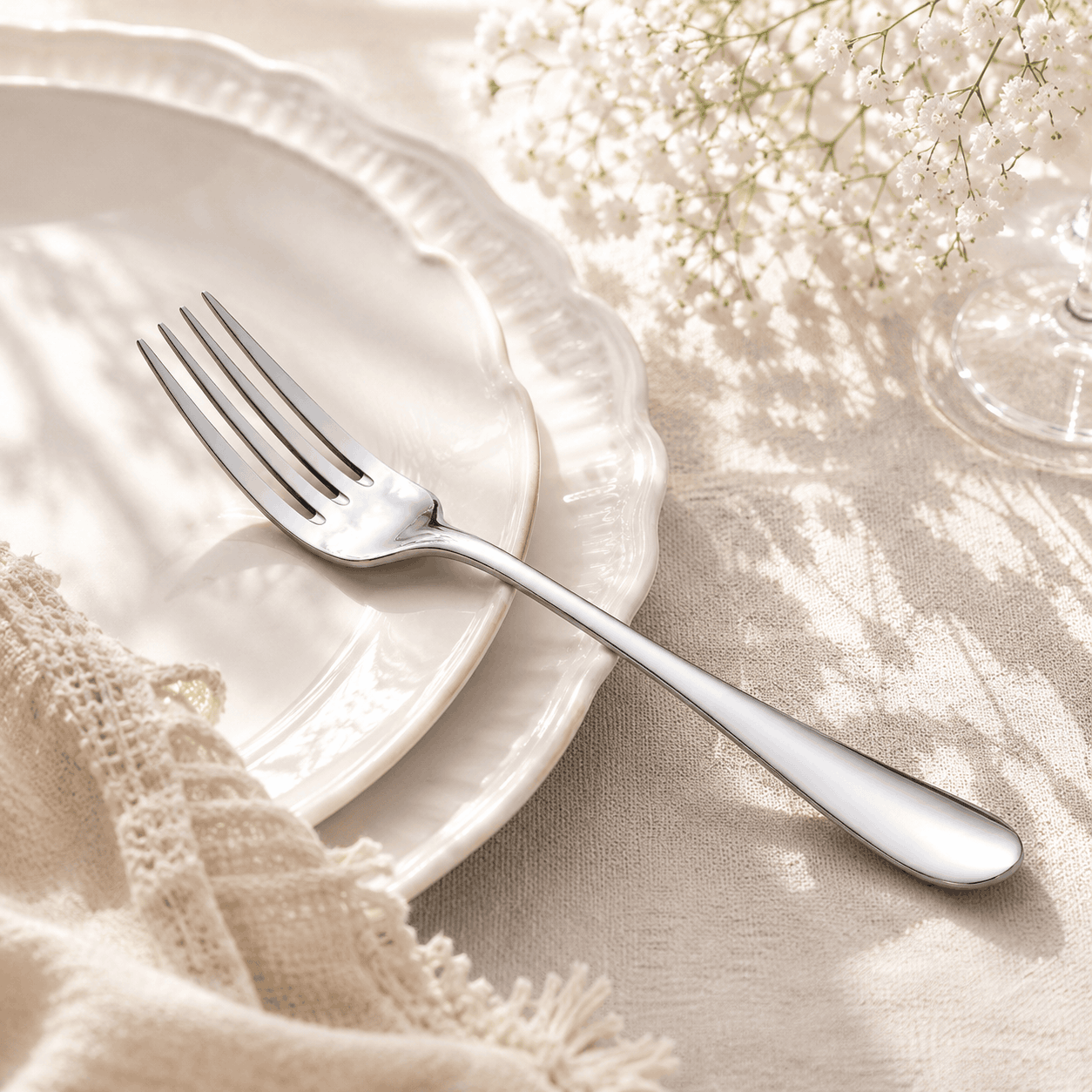 Mirror Polish 6-Piece Stainless Steel Silver Table Fork Set Kaka Bawa Sons