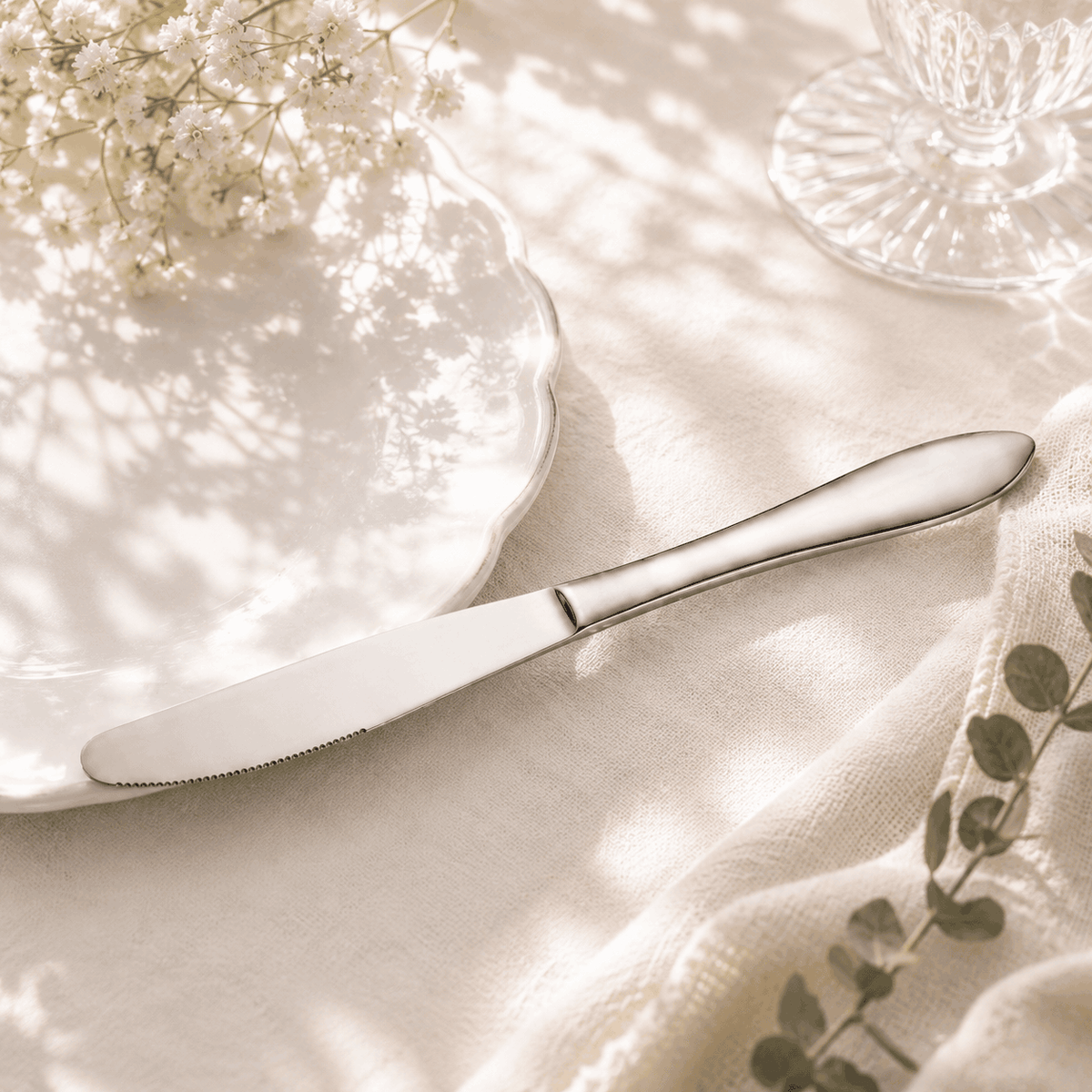 Mirror Polish 6-Piece Stainless Steel Silver Table Knife Set Kaka Bawa Sons
