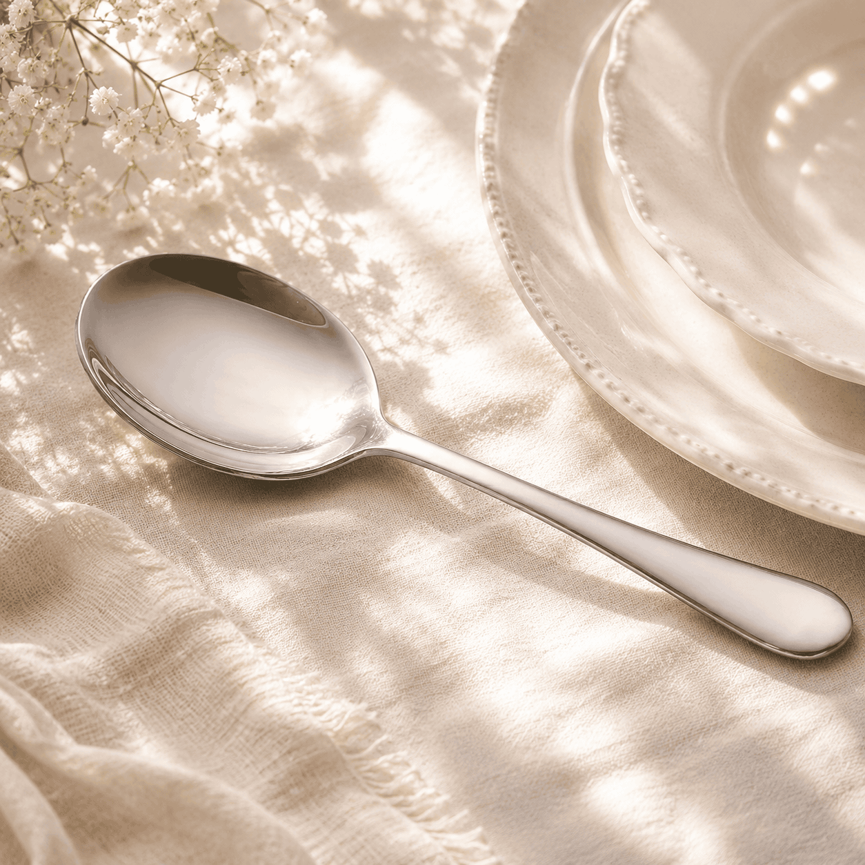 Mirror Polish Stainless Steel Silver Serving Soup Spoon Kaka Bawa Sons