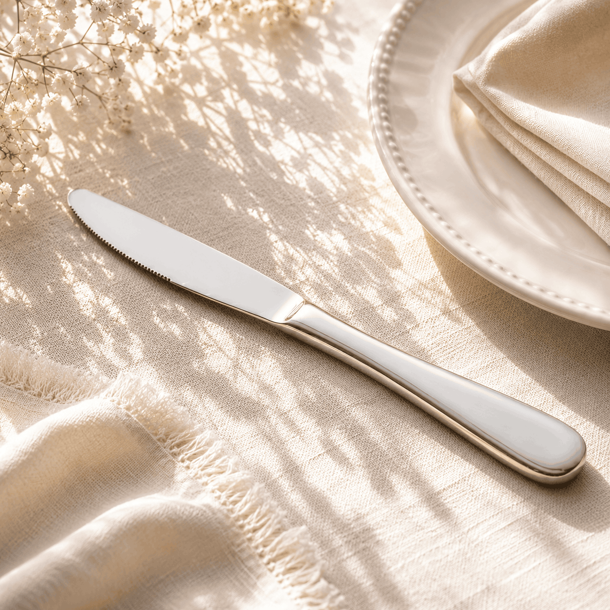 Omega 6-Piece Stainless Steel Silver Table Knife Set Kaka Bawa Sons