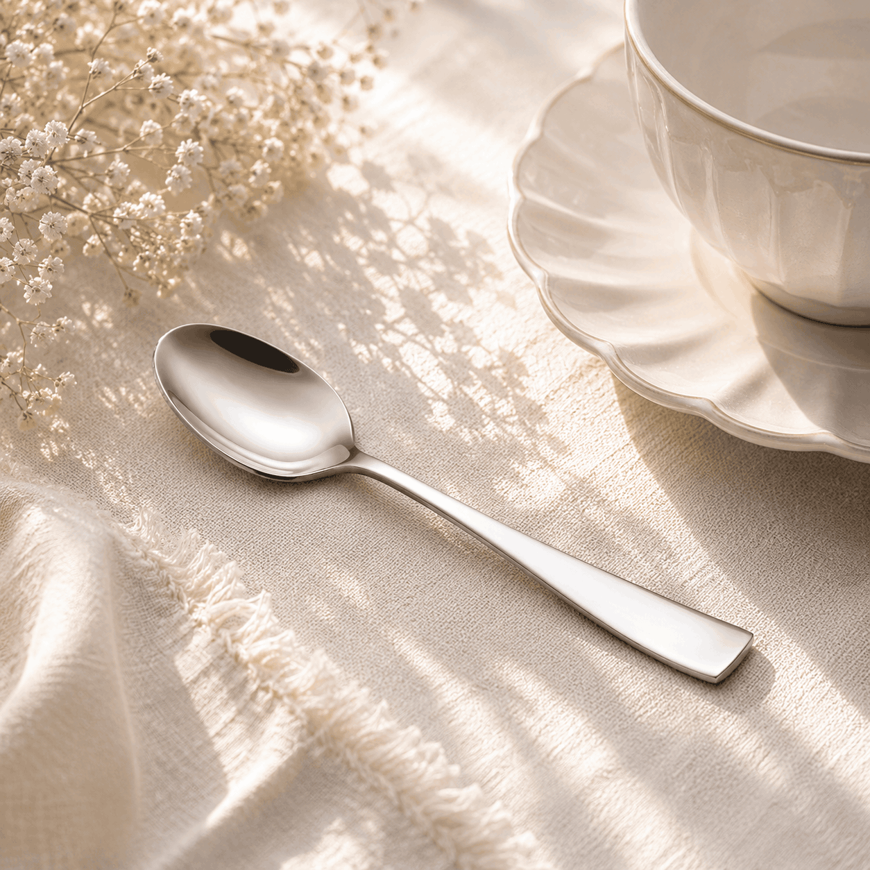 Polish 6-Piece Stainless Steel Silver Tea Spoon Set Kaka Bawa Sons