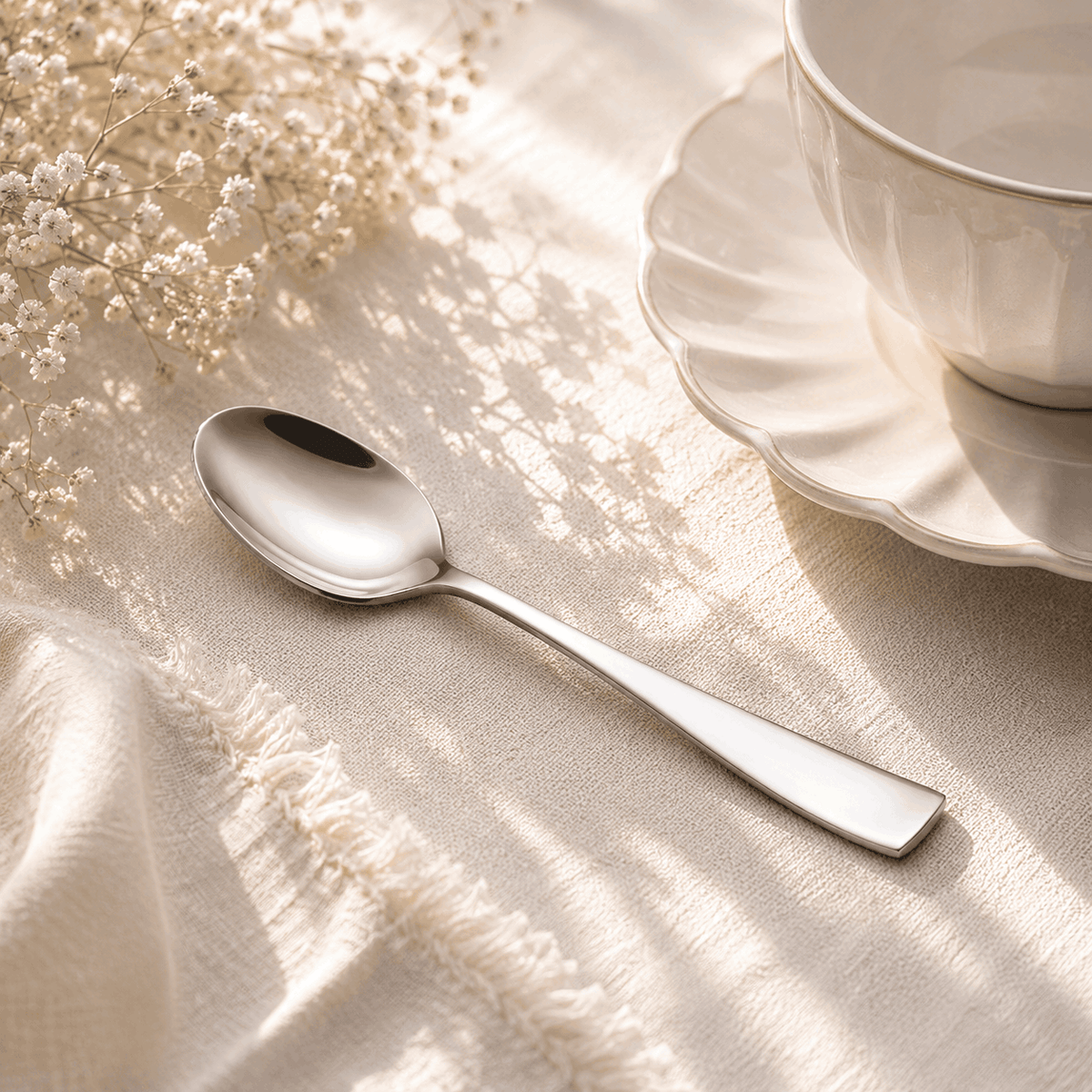 Polish 6-Piece Stainless Steel Silver Tea Spoon Set Kaka Bawa Sons