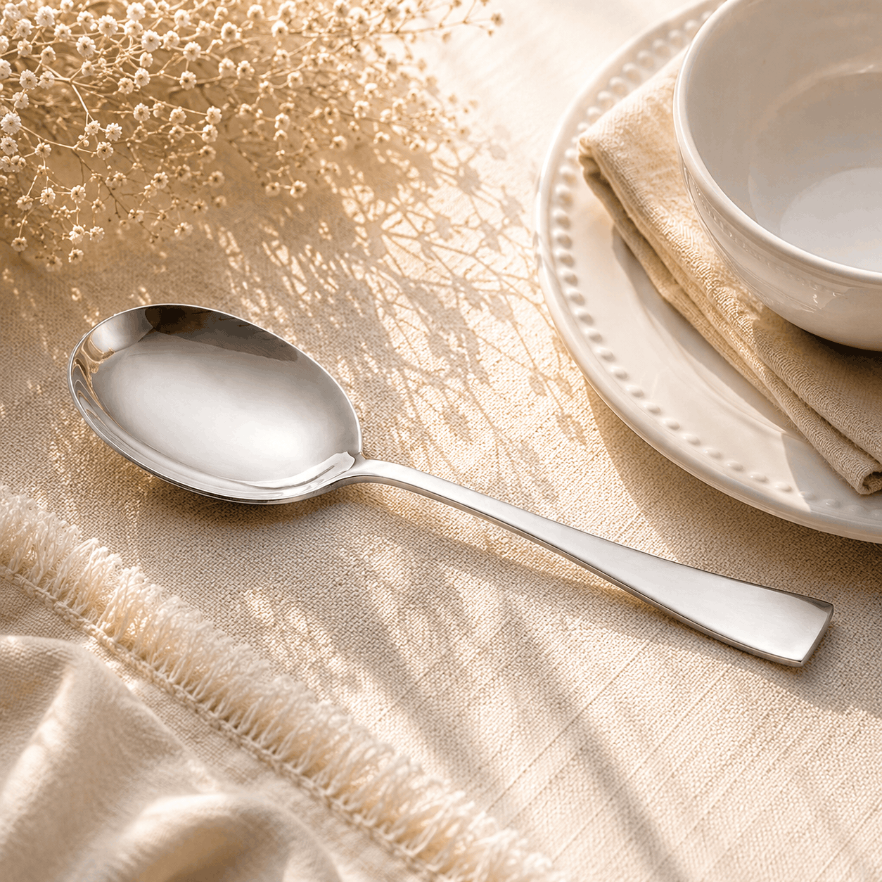 Polish Stainless Steel Silver Serving Rice Spoon Kaka Bawa Sons