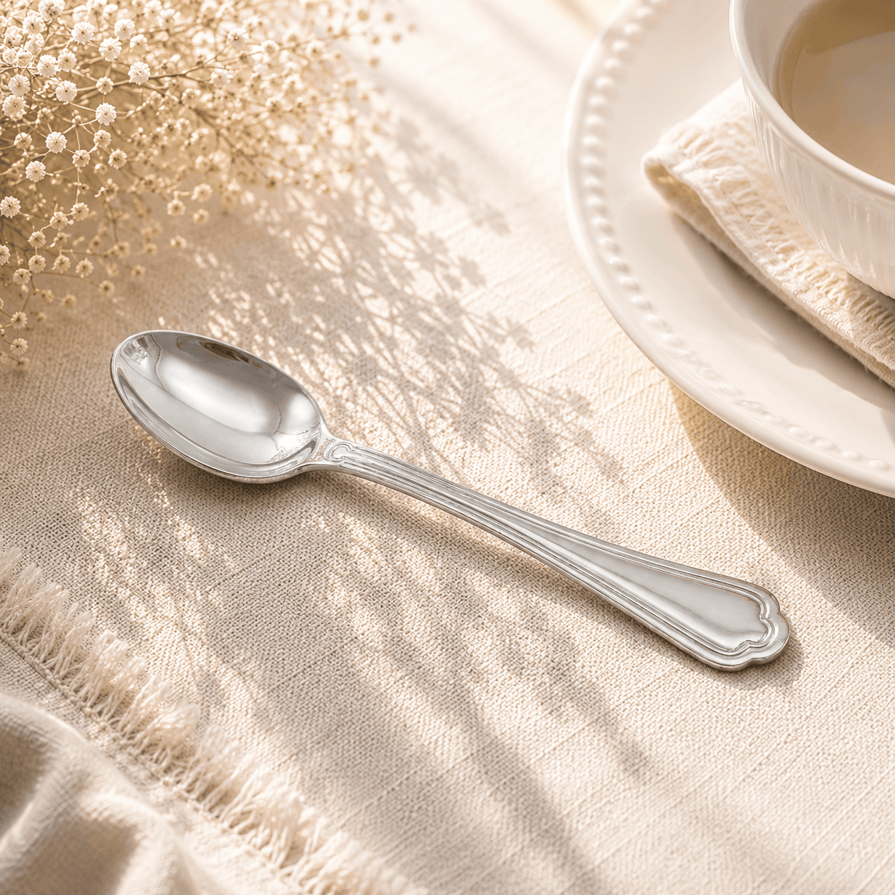 Moon 6-Piece Stainless Steel Silver Tea Spoon Set Kaka Bawa Sons