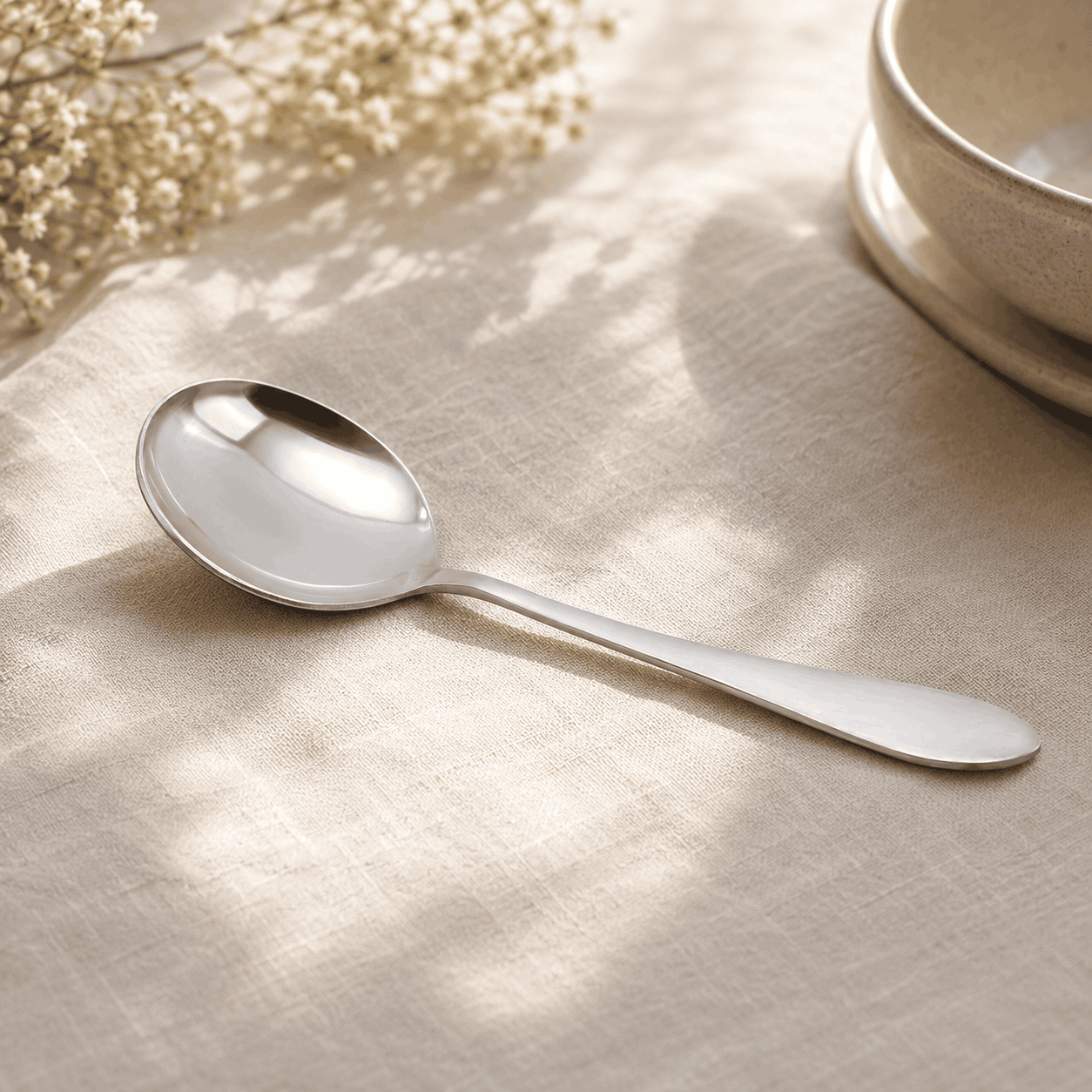 H.D Stainless Steel Silver Serving Soup Spoon Kaka Bawa Sons
