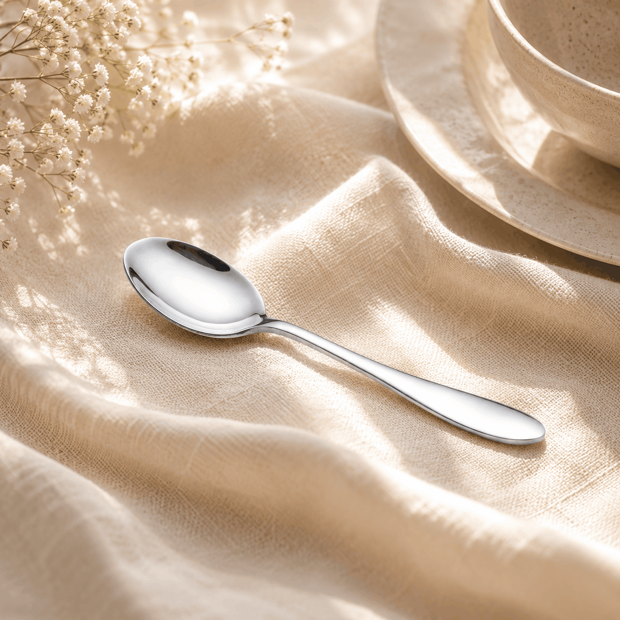 H.P 6-Piece Stainless Steel Silver Tea Spoon Set Kaka Bawa Sons