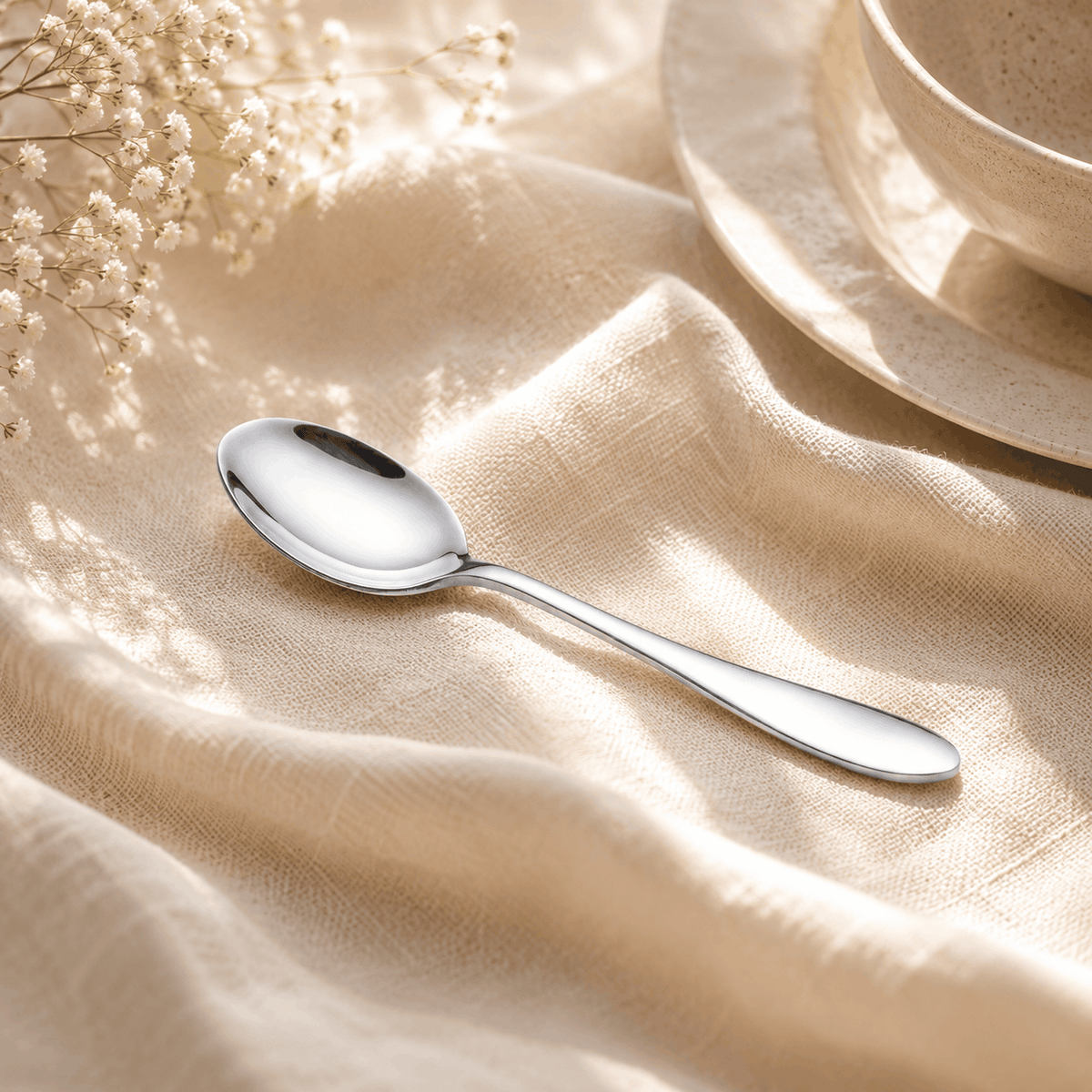 H.P 6-Piece Stainless Steel Silver Tea Spoon Set Kaka Bawa Sons