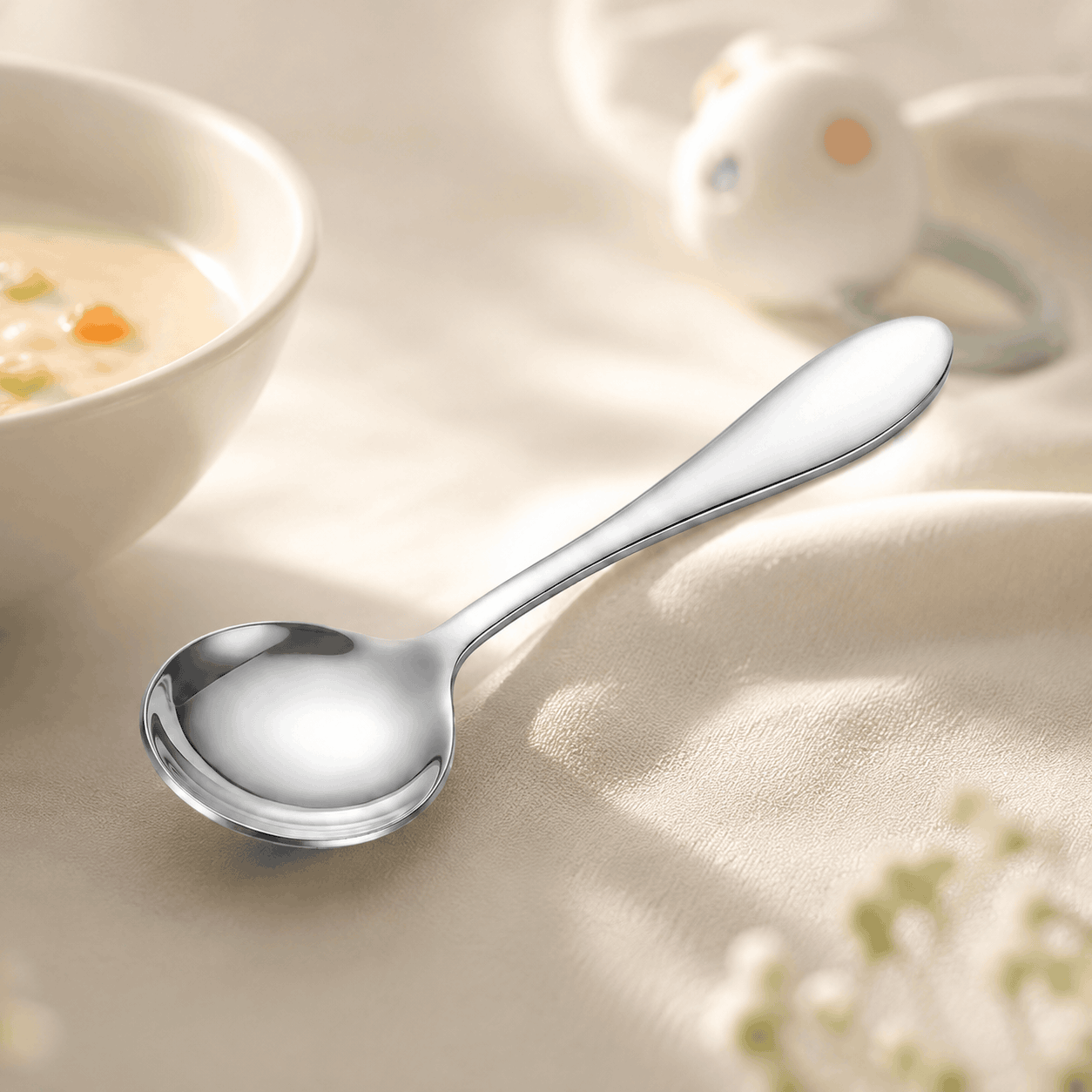 H.P 6-Piece Stainless Steel Silver Baby Soup Spoon Kaka Bawa Sons