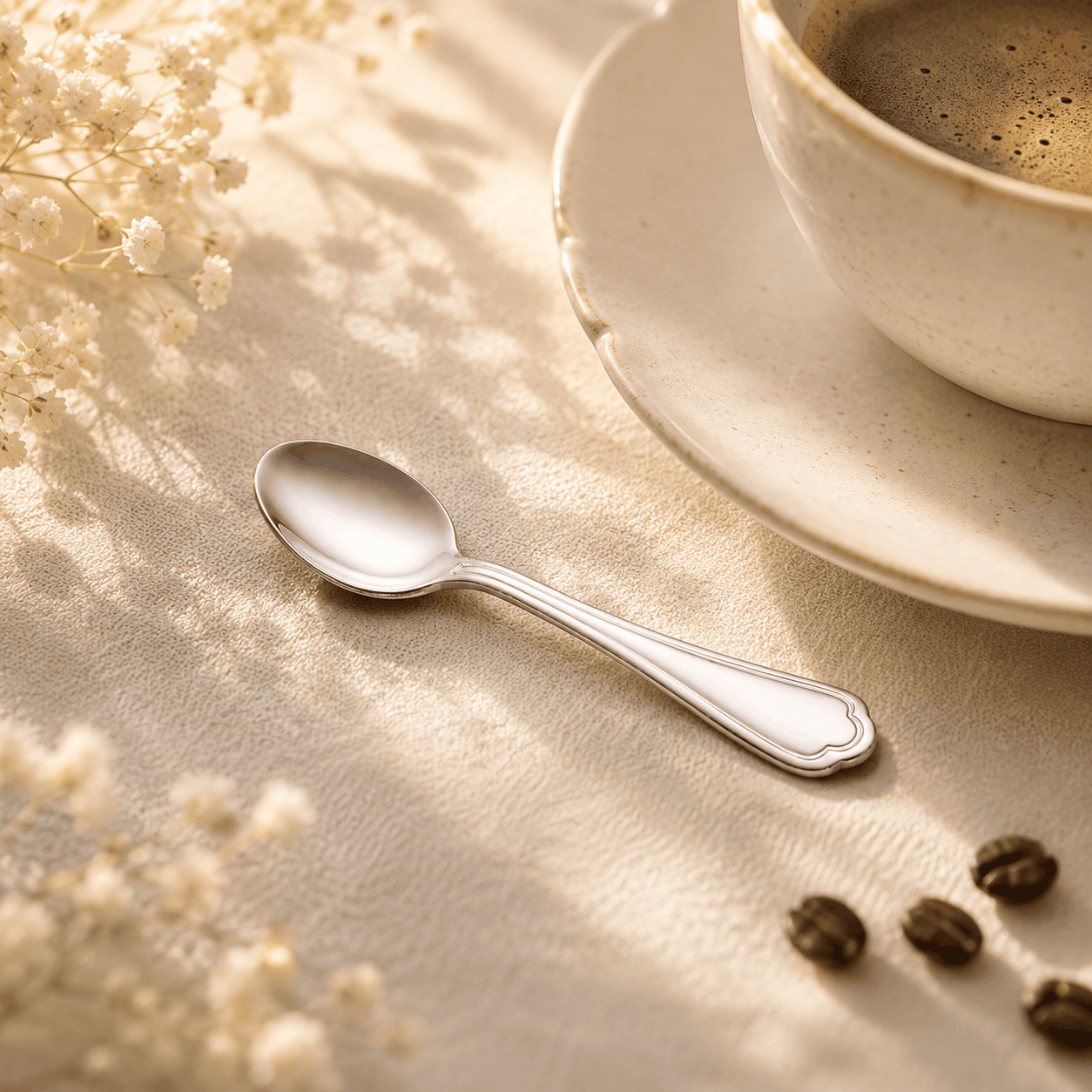N.F Moon 6-Piece Stainless Steel Silver Coffee Spoon Set Kaka Bawa Sons
