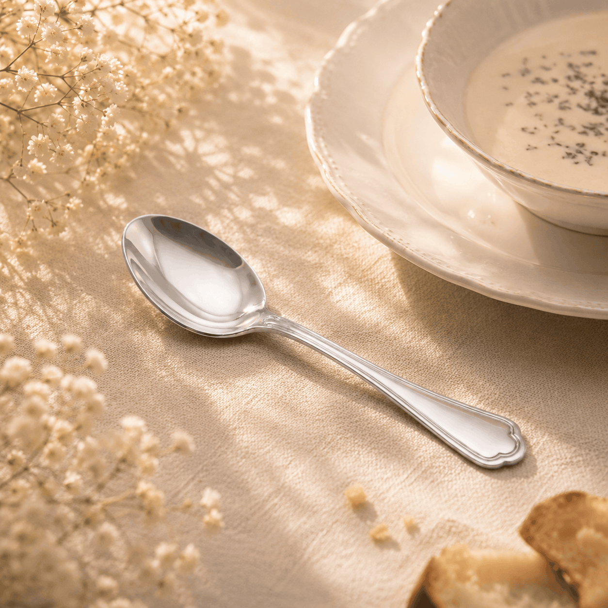 N.F Moon 6-Piece Stainless Steel Silver Table Spoon Set Kaka Bawa Sons
