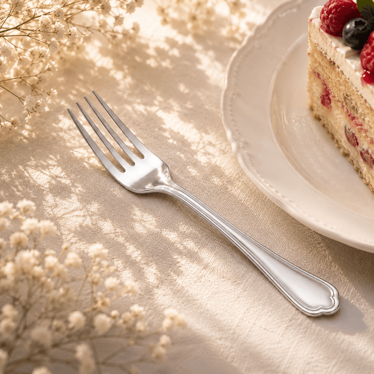 N.F Moon 6-Piece Stainless Steel Silver Dessert Fork Set Kaka Bawa Sons