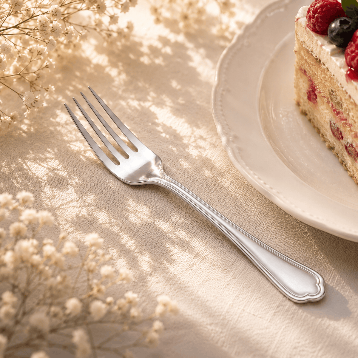 N.F Moon 6-Piece Stainless Steel Silver Dessert Fork Set Kaka Bawa Sons