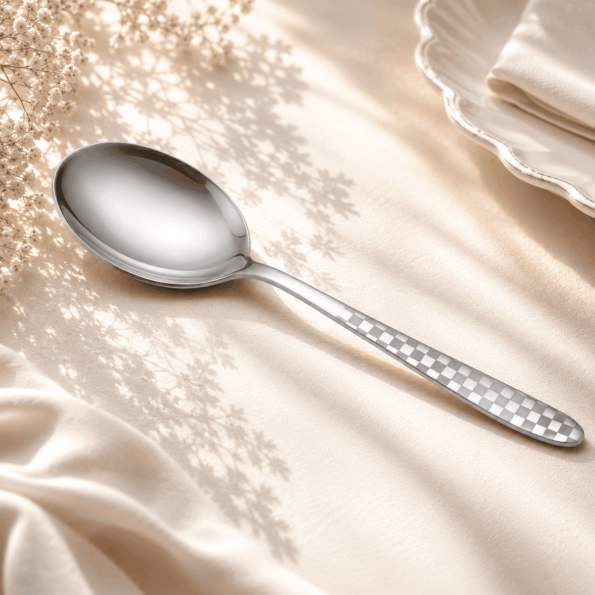 Lazer One Stainless Steel Silver Serving Rice Spoon Kaka Bawa Sons