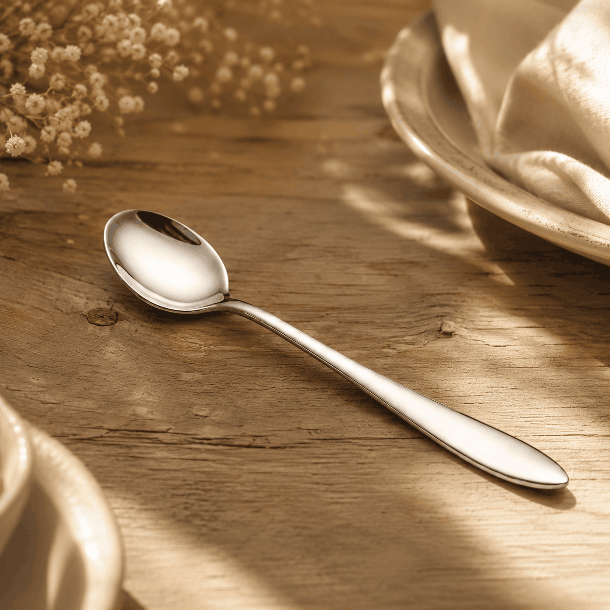 H.P 6-Piece Stainless Steel Silver Long Tea Spoon Set Kaka Bawa Sons