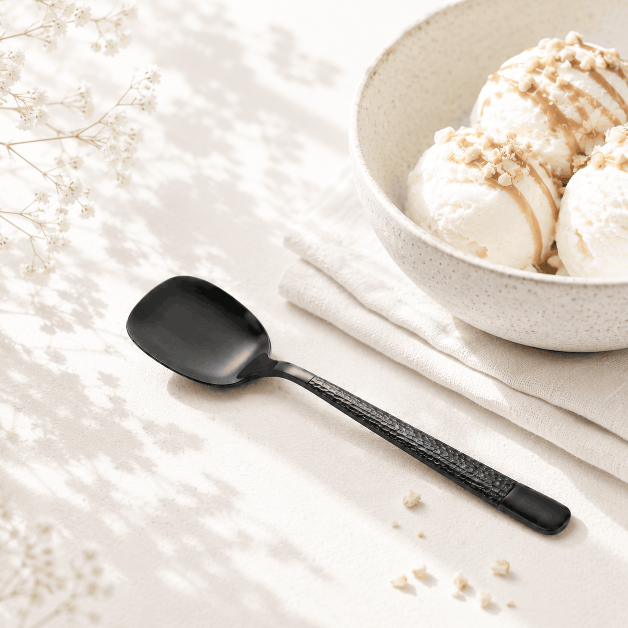 Black Tree Stainless Steel Black Ice Cream Spoon Set Kaka Bawa Sons