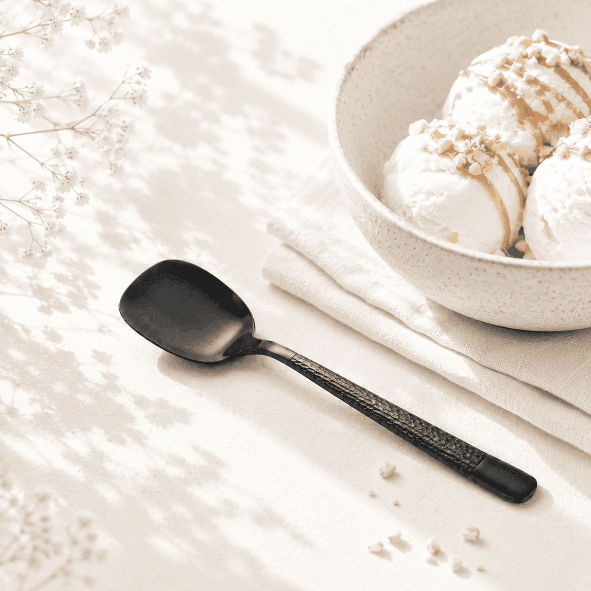 Black Tree Stainless Steel Black Ice Cream Spoon Set Kaka Bawa Sons