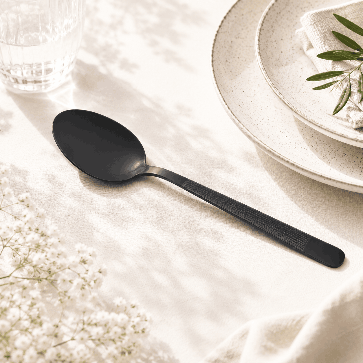 Black Tree 6-Piece Stainless Steel Black Table Spoon Set Kaka Bawa Sons