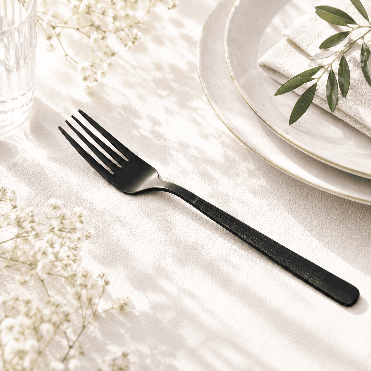 Black Tree 6-Piece Stainless Steel Black Table Fork Set Kaka Bawa Sons