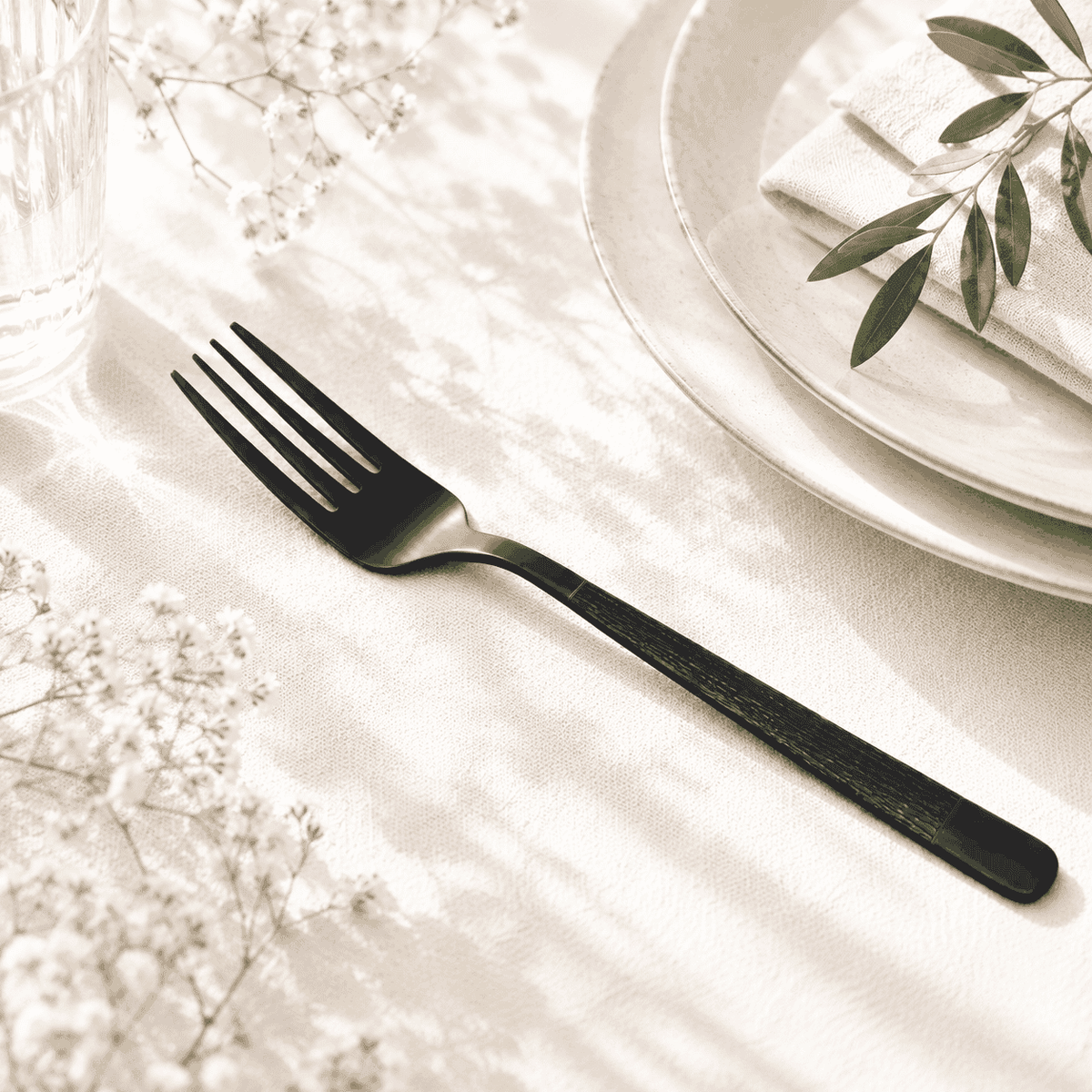 Black Tree 6-Piece Stainless Steel Black Table Fork Set Kaka Bawa Sons
