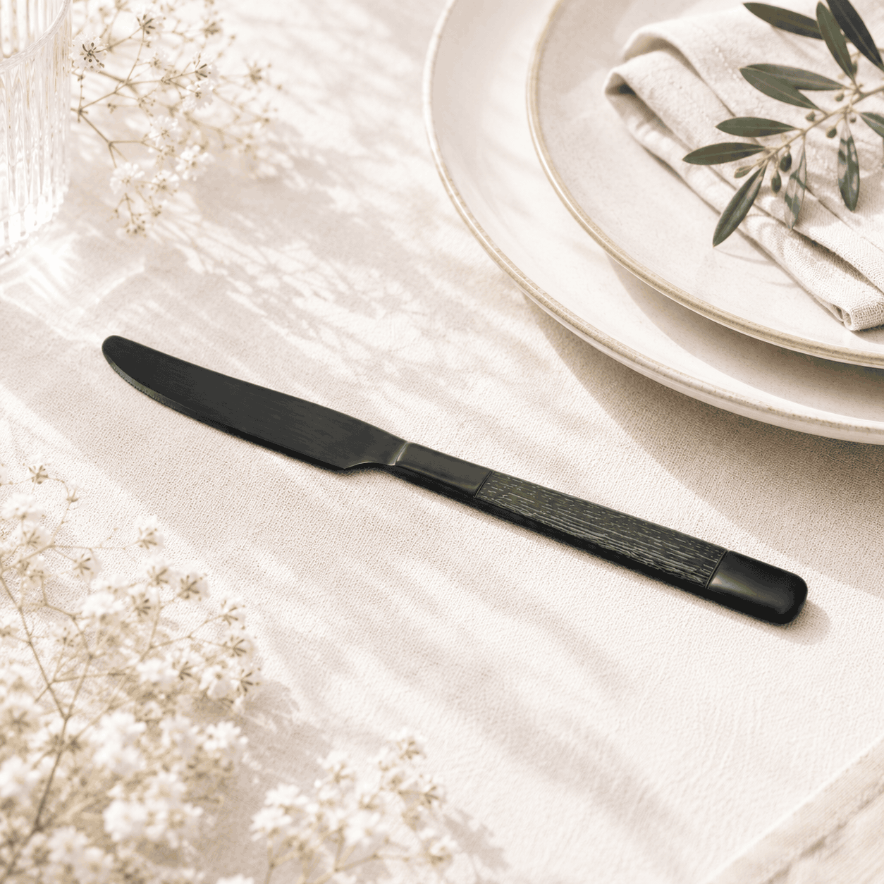 Black Tree 6-Piece Stainless Steel Black Table Knife Set Kaka Bawa Sons