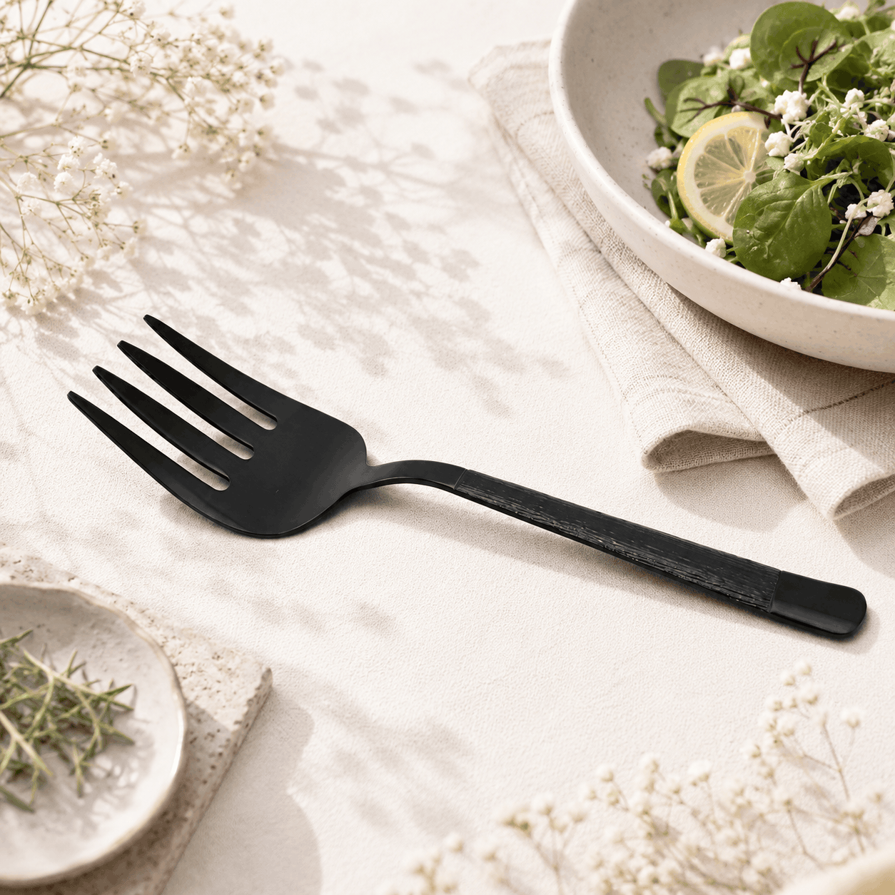 Black Tree 2-Piece Stainless Steel Black Serving Fork Kaka Bawa Sons