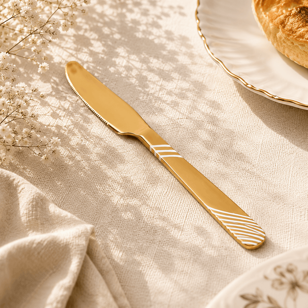Blaze TPO Gold 6-Piece Stainless Steel Golden Table Knife Set Kaka Bawa Sons