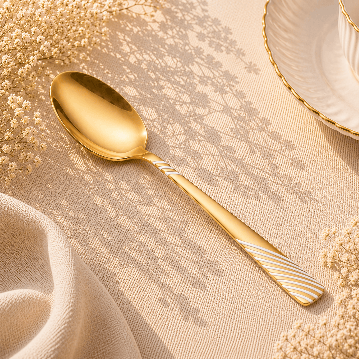 Blaze TPO Gold 2-Piece Stainless Steel Golden Serving Rice Spoon Set Kaka Bawa Sons