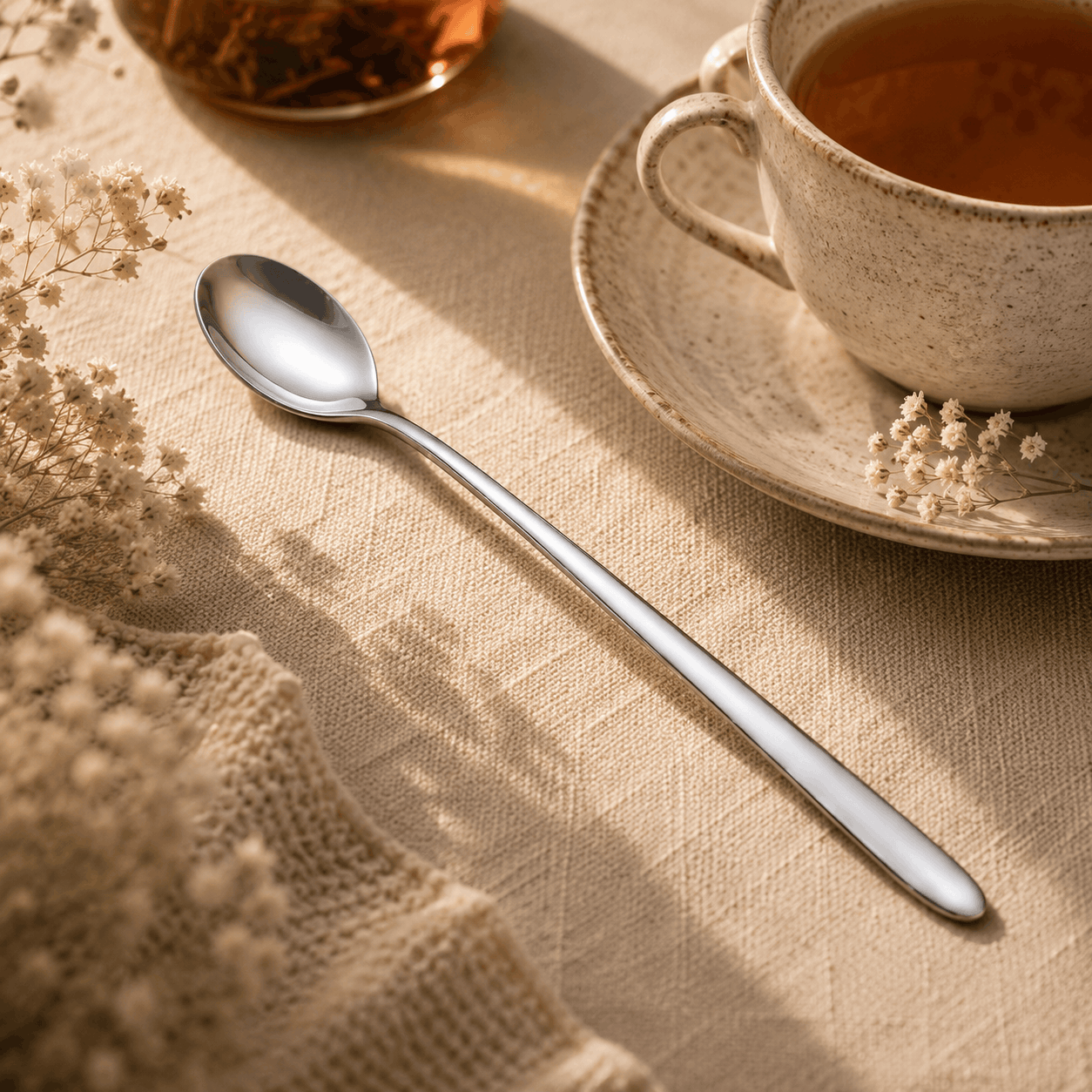 Value 6-Piece Stainless Steel Silver Long Tea Spoon Set Kaka Bawa Sons