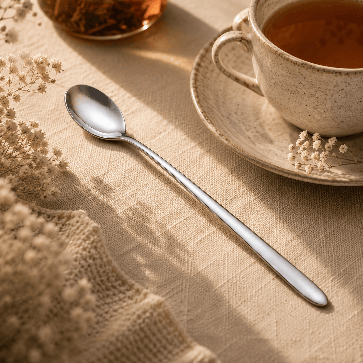 Value 6-Piece Stainless Steel Silver Long Tea Spoon Set Kaka Bawa Sons