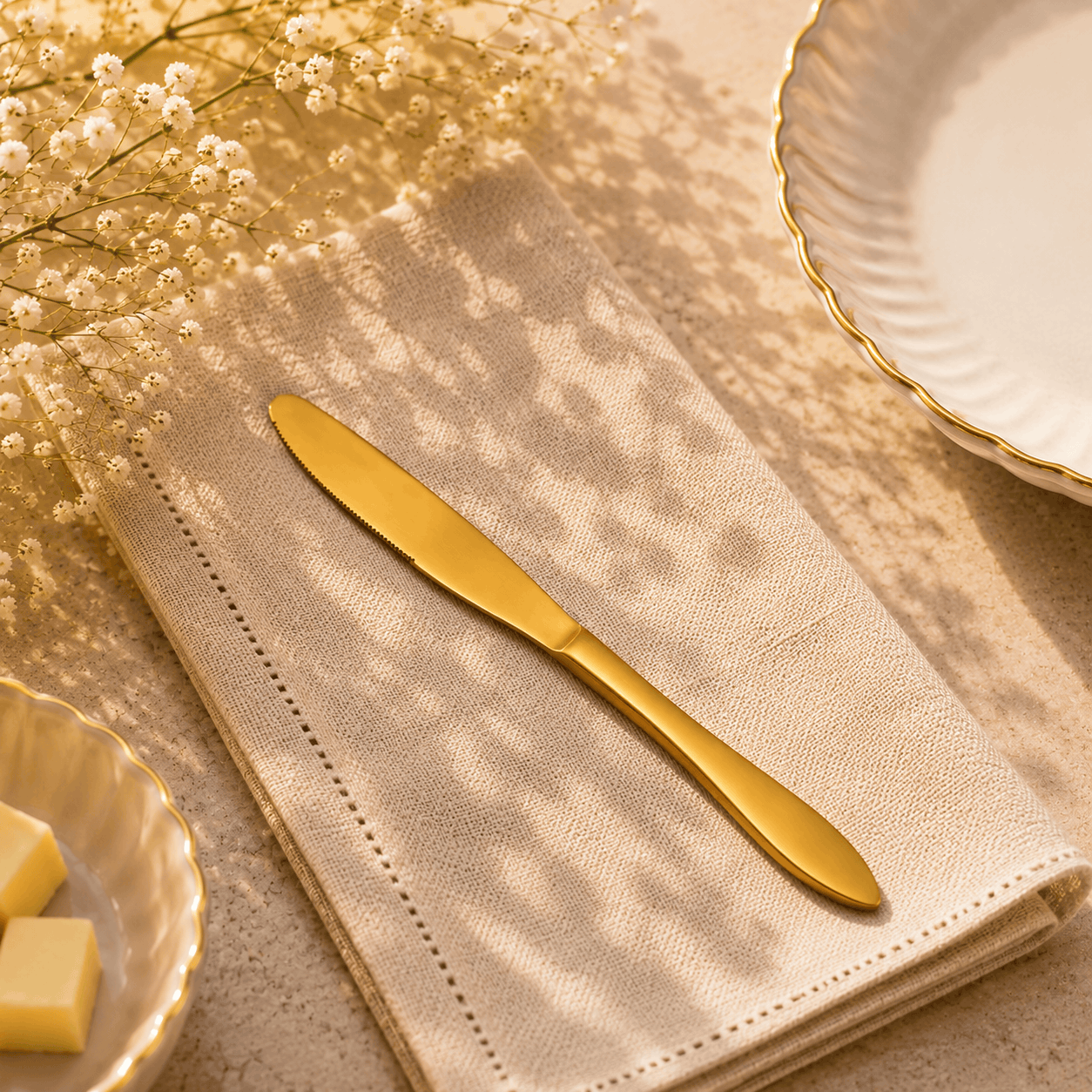 H.P 6-Piece Stainless Steel Golden Table Knife Set Kaka Bawa Sons