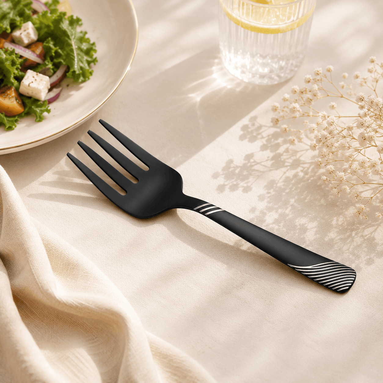 Blaze TPO 2-Piece Stainless Steel Black Serving Fork Set Kaka Bawa Sons