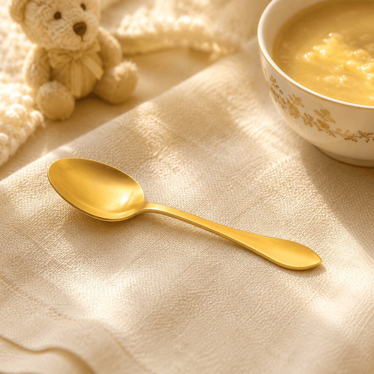 H.P 6-Piece Stainless Steel Golden Baby Spoon Set Kaka Bawa Sons