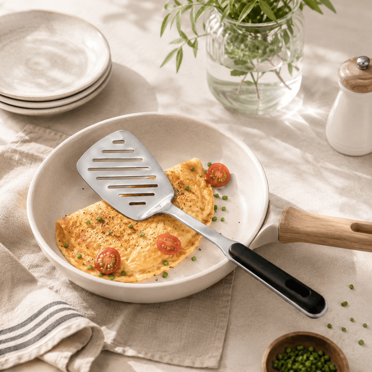 N.F Stainless Steel Silver Skillets With Black Handle Kaka Bawa Sons