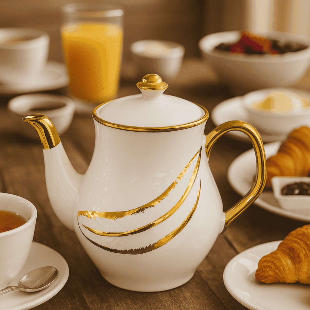 Fancy Gold Line 1000 ml Ceramic Tea Pot Kaka Bawa Sons