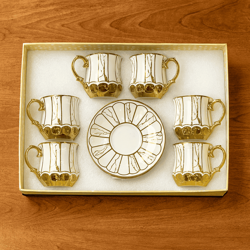 Royal 6-Piece Cup & Saucer Set With Gift Box Kaka Bawa Sons