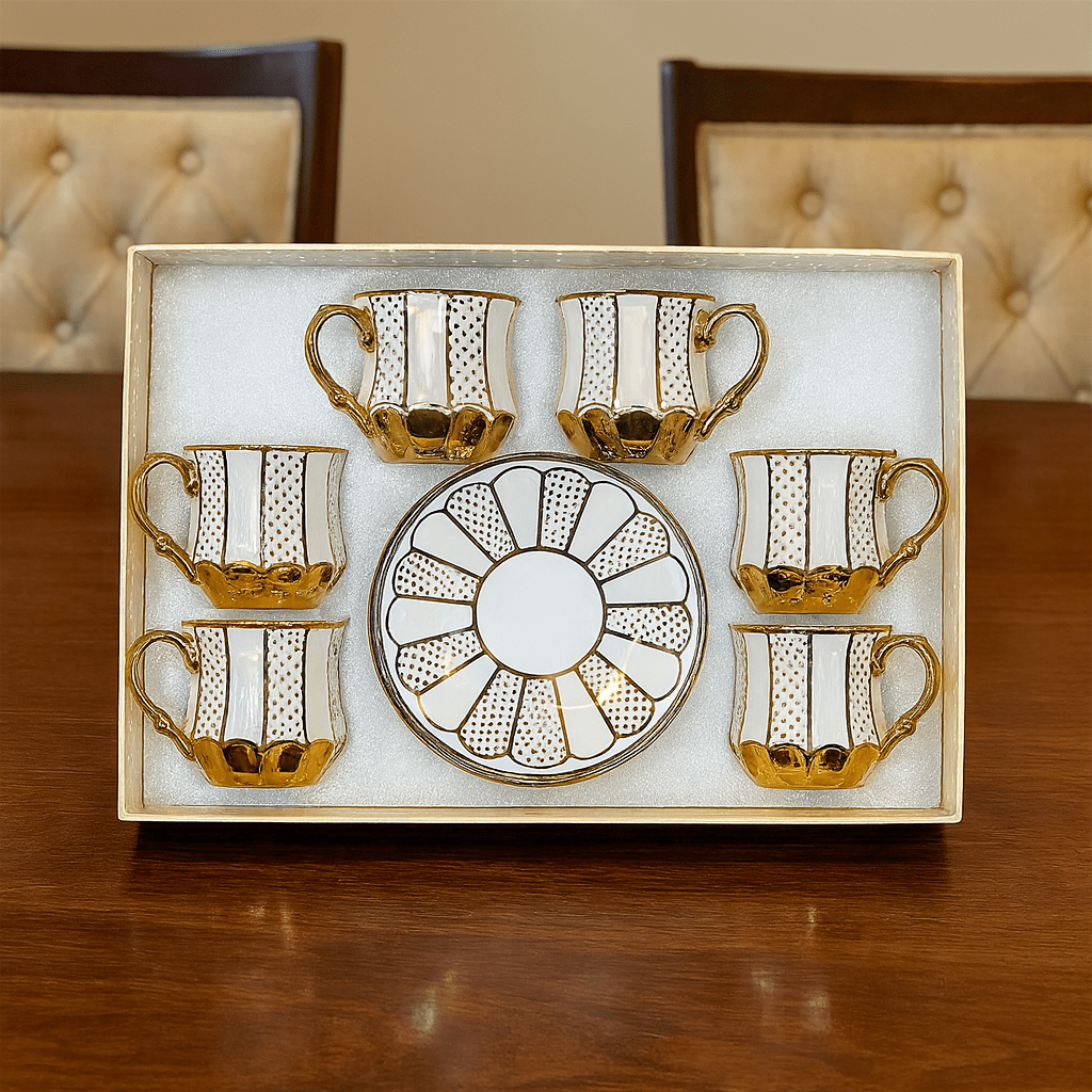 Royal 6-Piece Cup & Saucer Set With Gift Box Kaka Bawa Sons