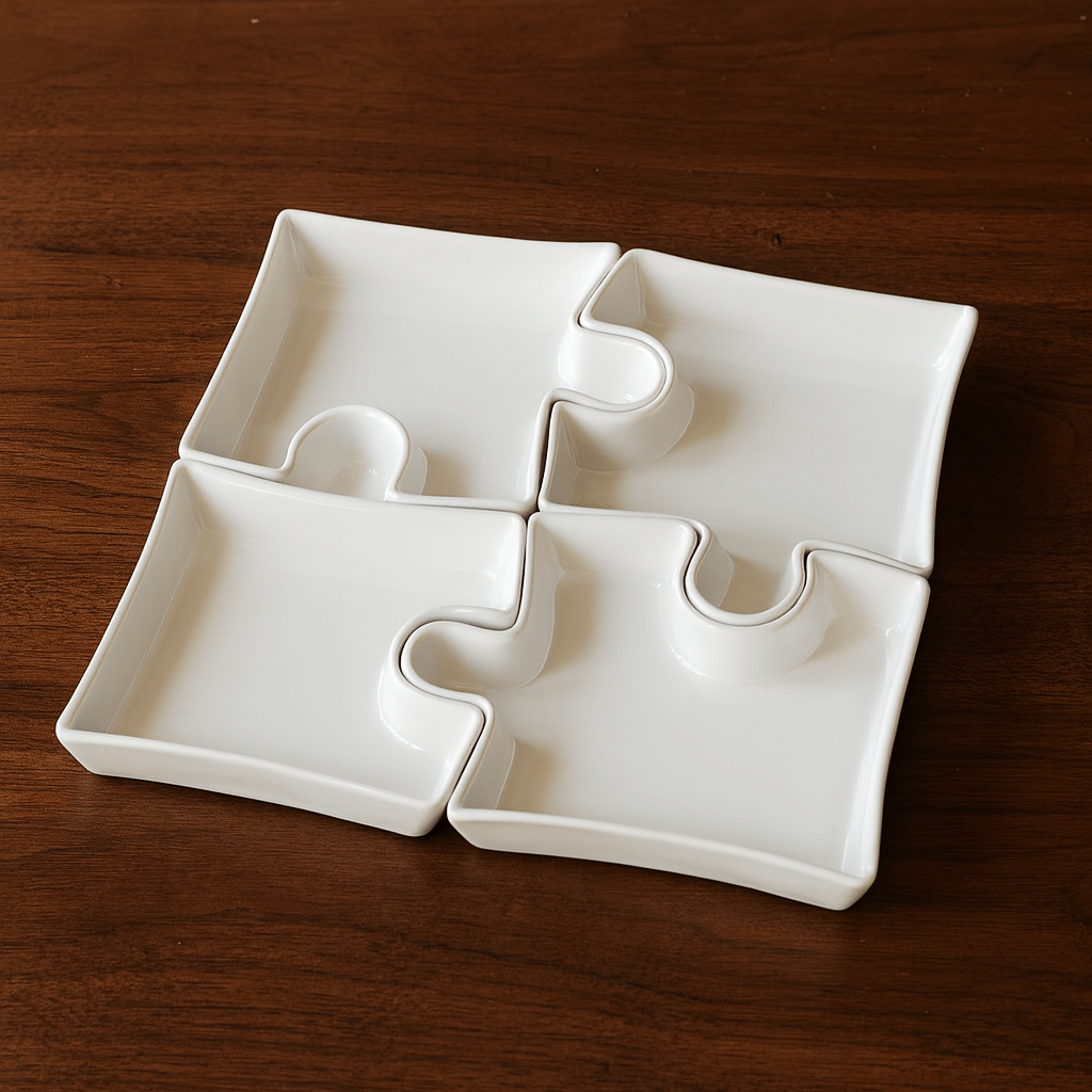 4-Portion Ceramic Puzzle Dish