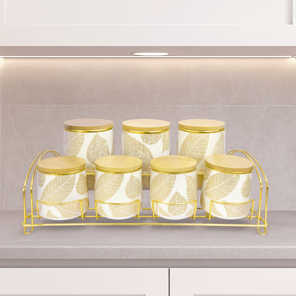 7-Piece Ceramic Spice Jar Set White