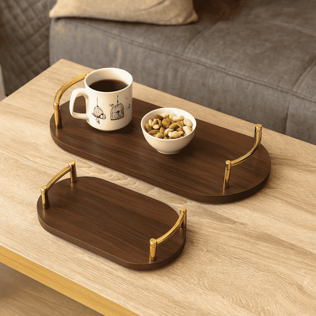2-Piece Oval Long Wooden Tray Set Kaka Bawa Sons