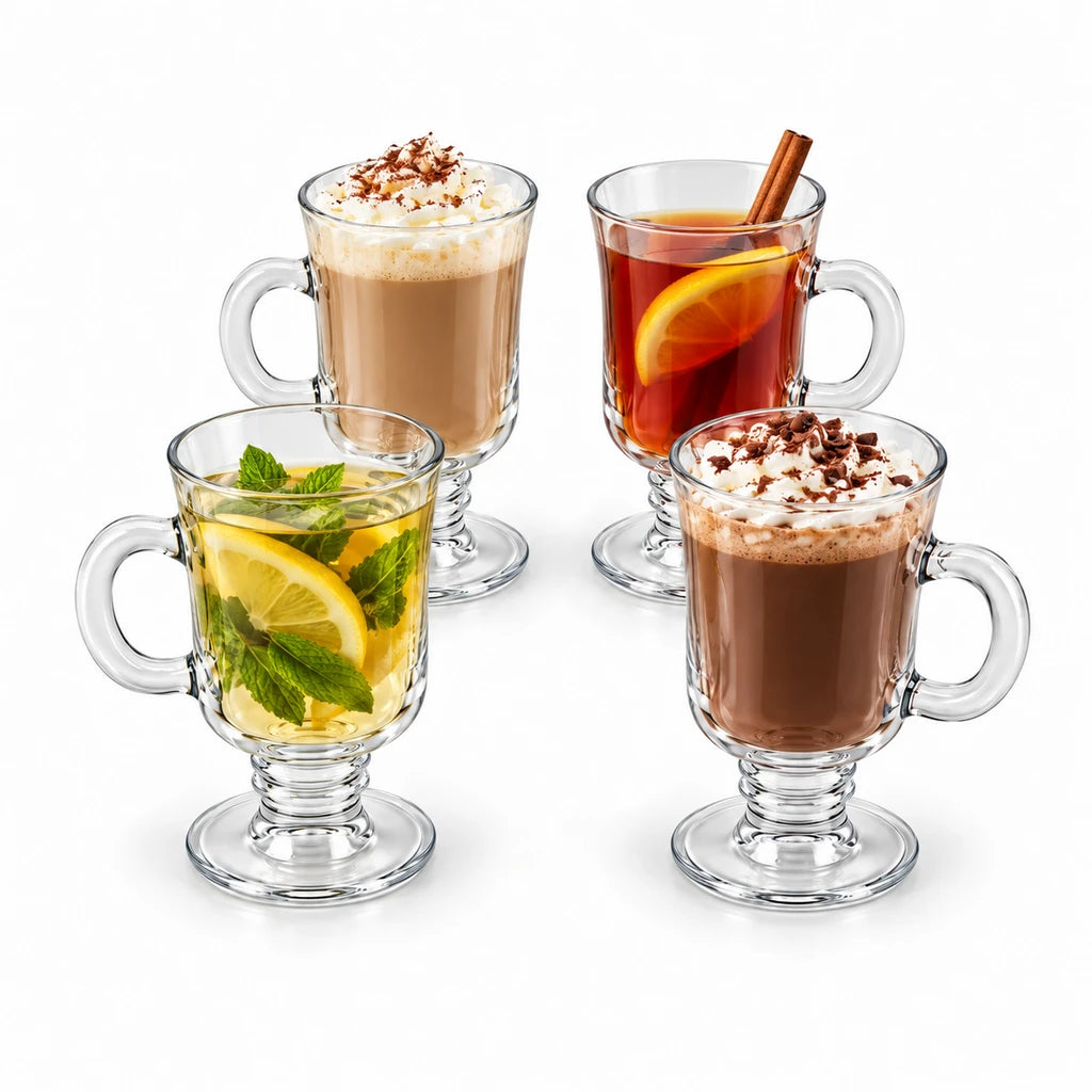 Danny Home 4-Piece Glass Tumbler Set – Clear (4 Tumblers with Handles)