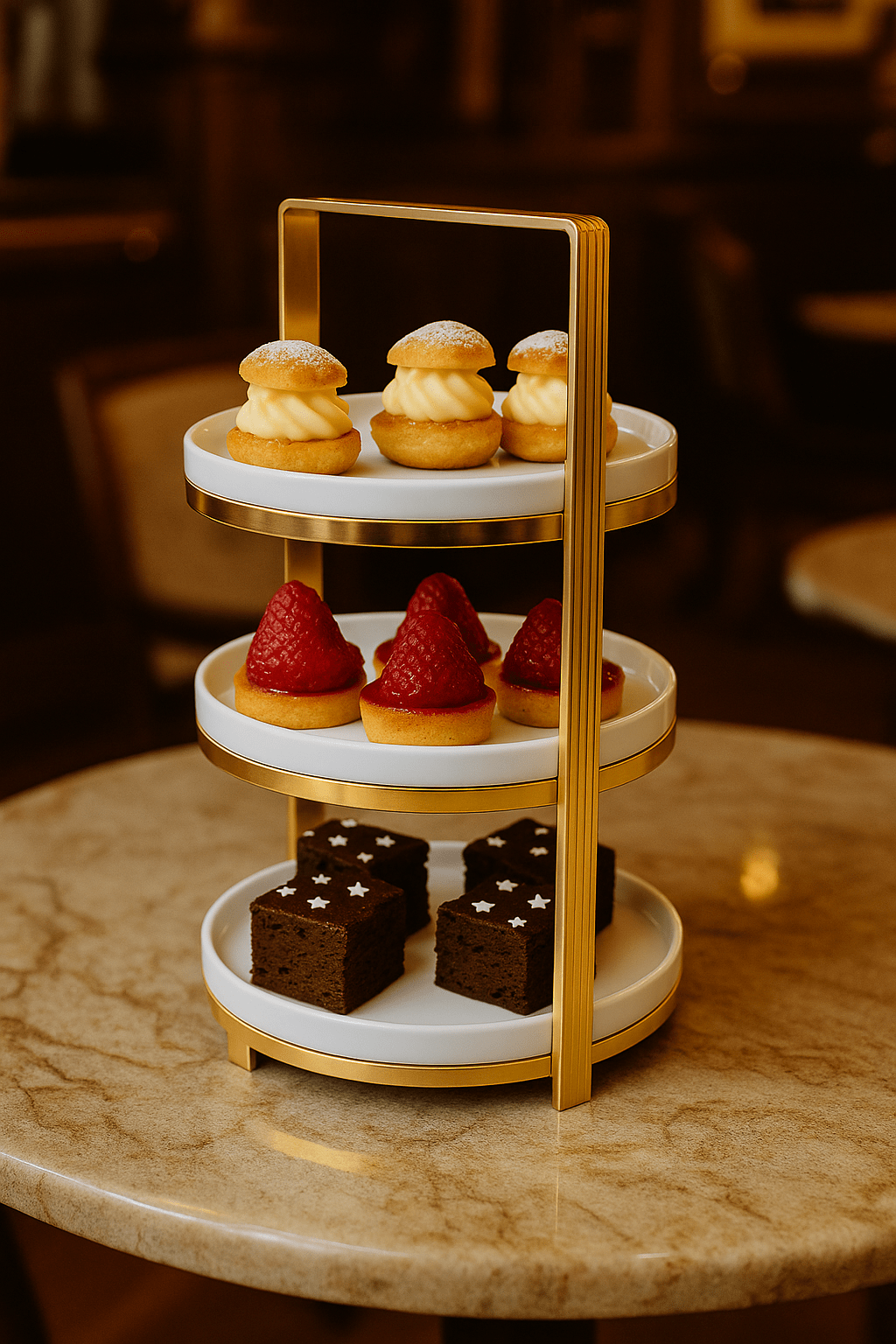 3-Tier Fancy Golden Pastry Stand