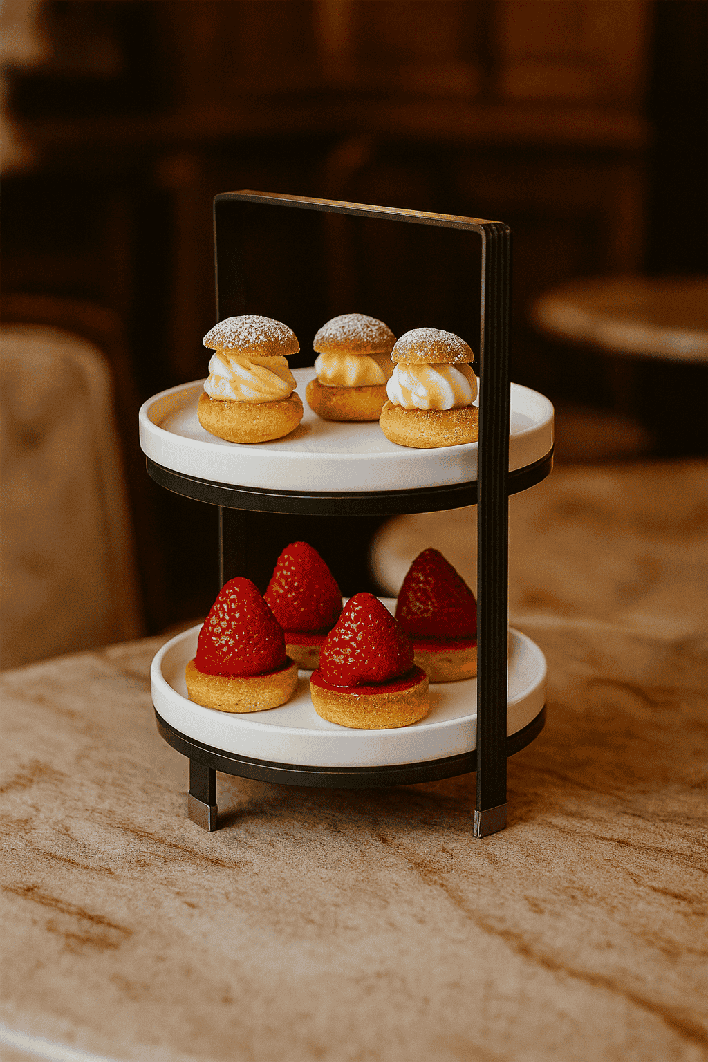 2-Tier Round Black Pastry Stand Kaka Bawa Sons