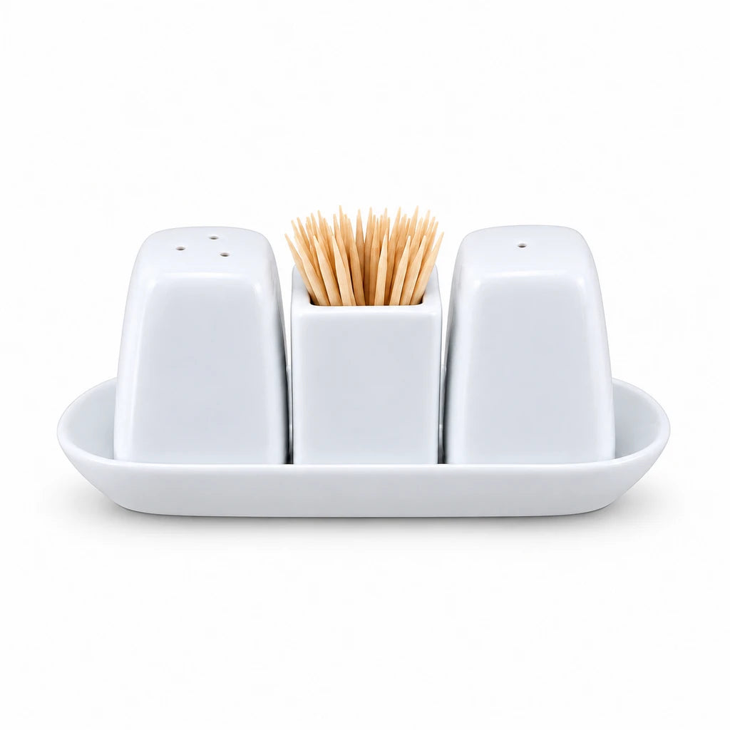 Danny Home 4-Piece Ceramic Salt & Pepper Set with Tapered Shakers
