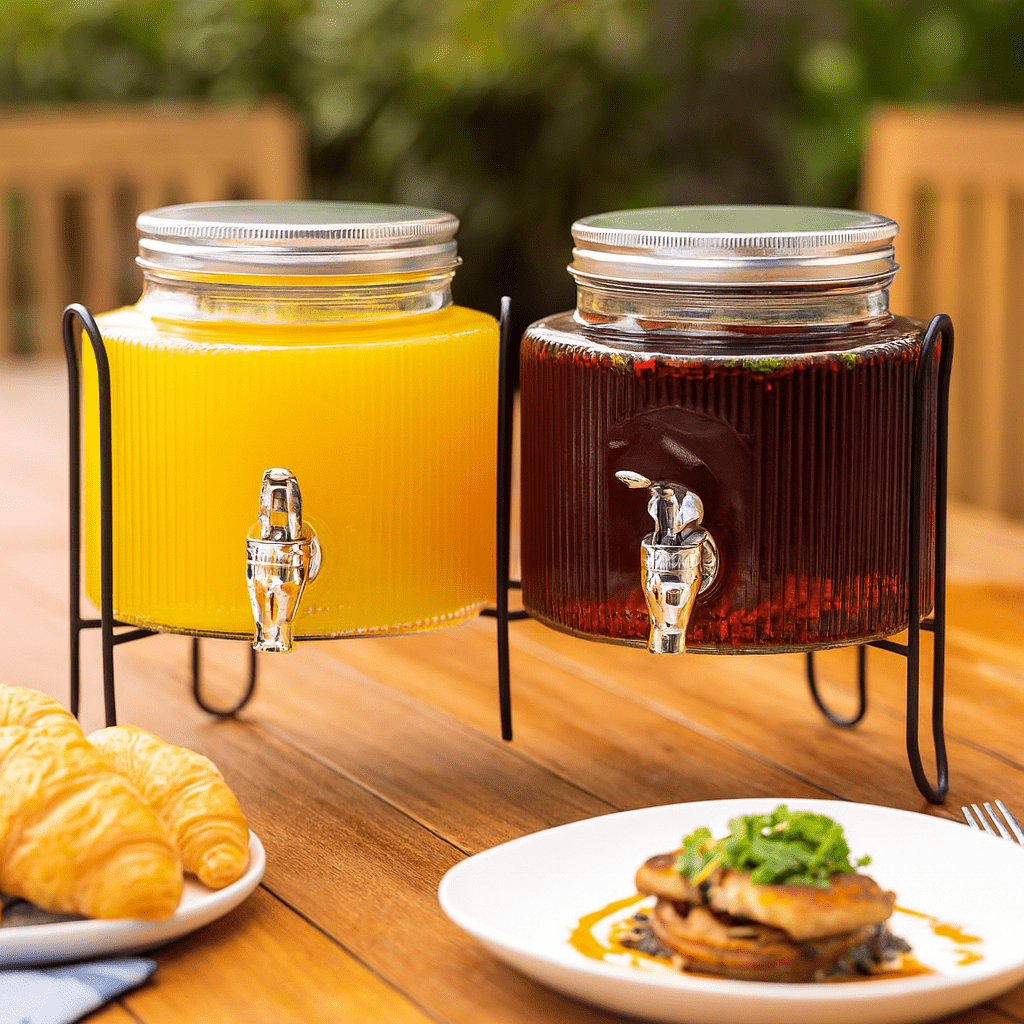 2.5/2 Liters Glass Beverage Dispenser With Stand